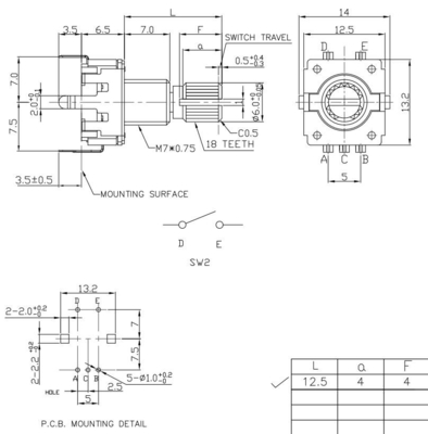 12mm Metal Shaft Rotary Encoder With Screw Thread Speaker Audio