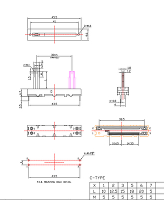 China Manufacturer Of  Slide Potentiometer With Switch 30mm Travel Linear 5k 10k Ohm Potentiometer 100k Potentiometer