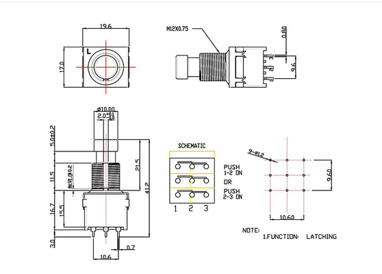 PDT 9 Pin Toggle Switch 10000 Cycles Momentary Stomp SF17
